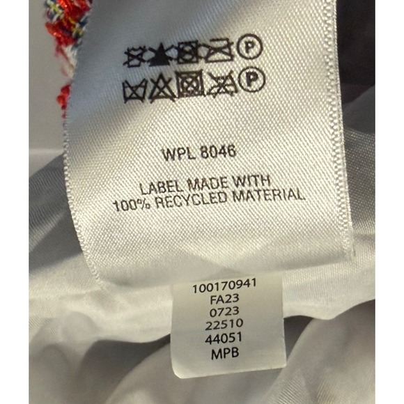 ON 34th Multicolor Tweed Mini Skirt Size L Silver Thread Shiny Shimmer Stretchy - Picture 9 of 10